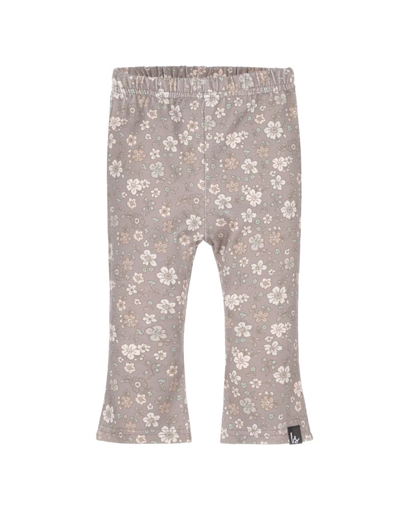 Flared pants retro flowers dark brown