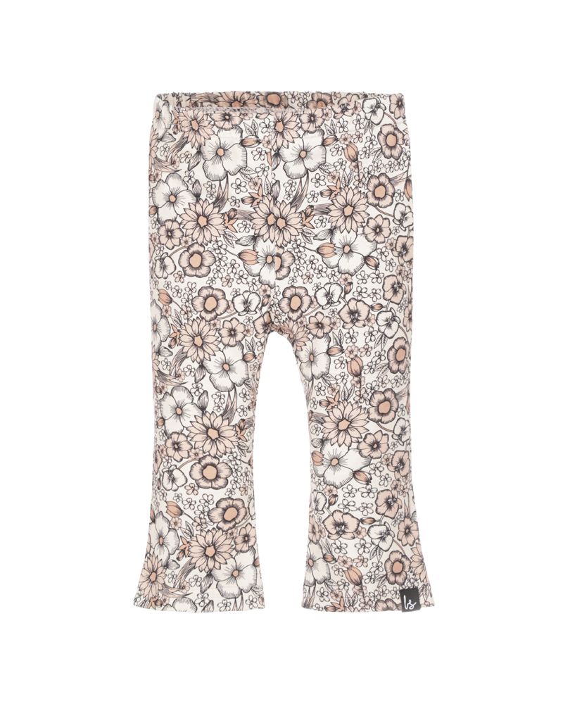 Flared pants rose blossom flowers (dusty pink) 