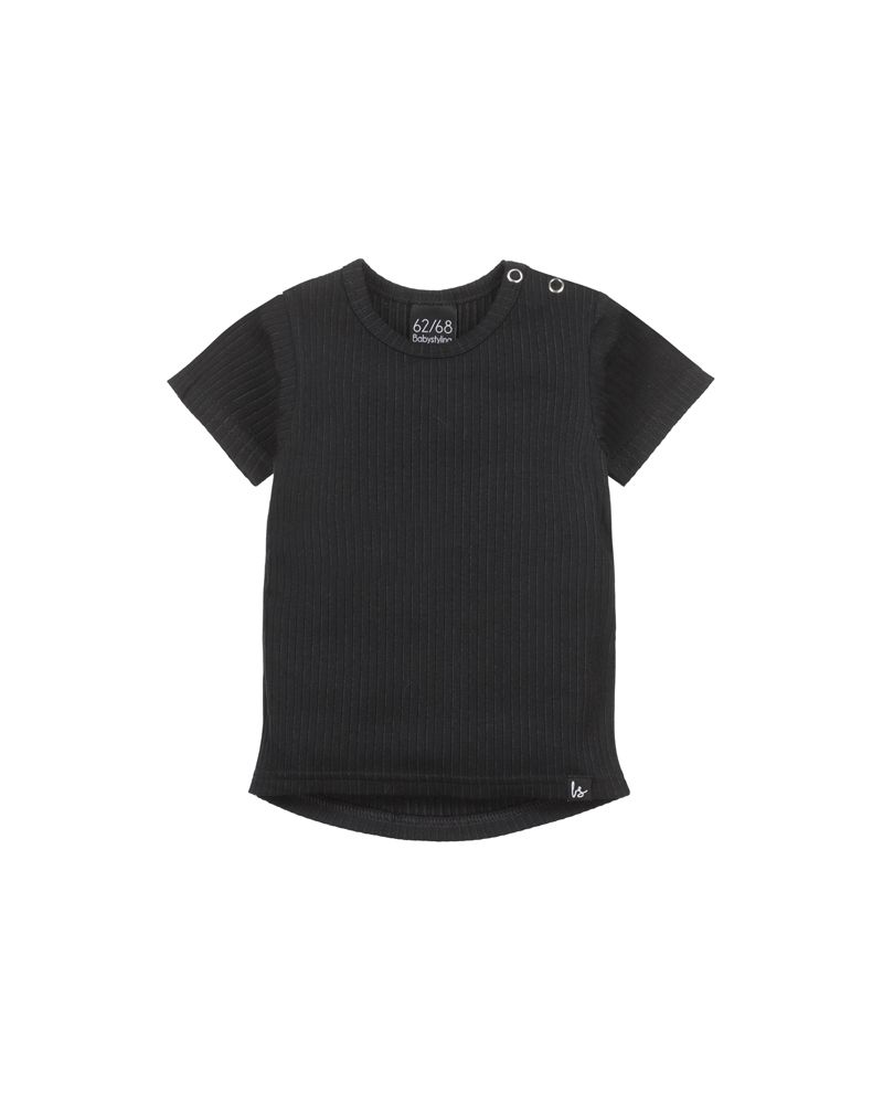 Groovy rib zwart t-shirt (rounded back)