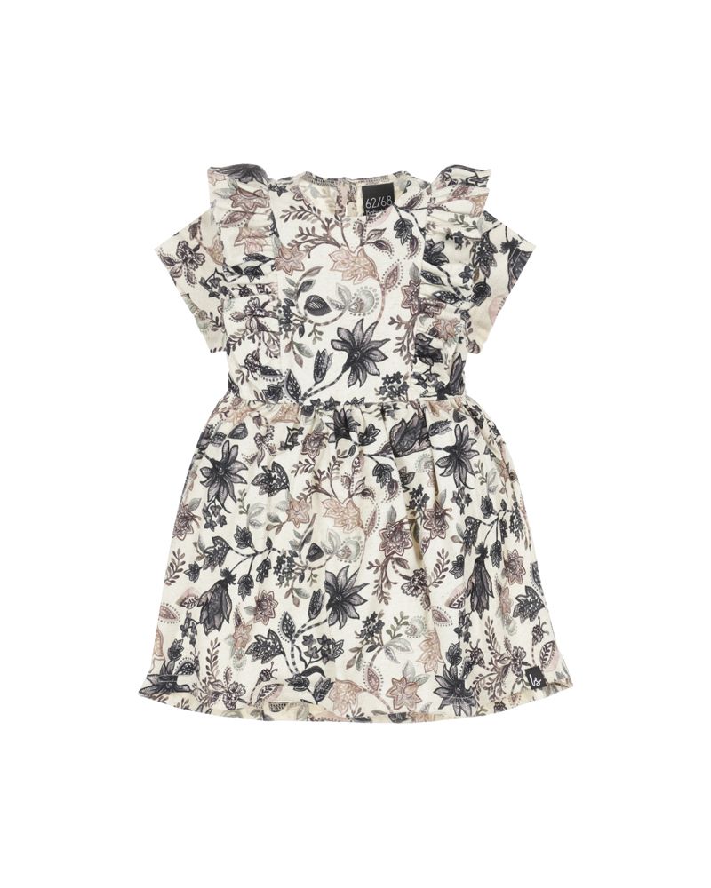 High waist dress bohemian flowers Midnight Short sleeve