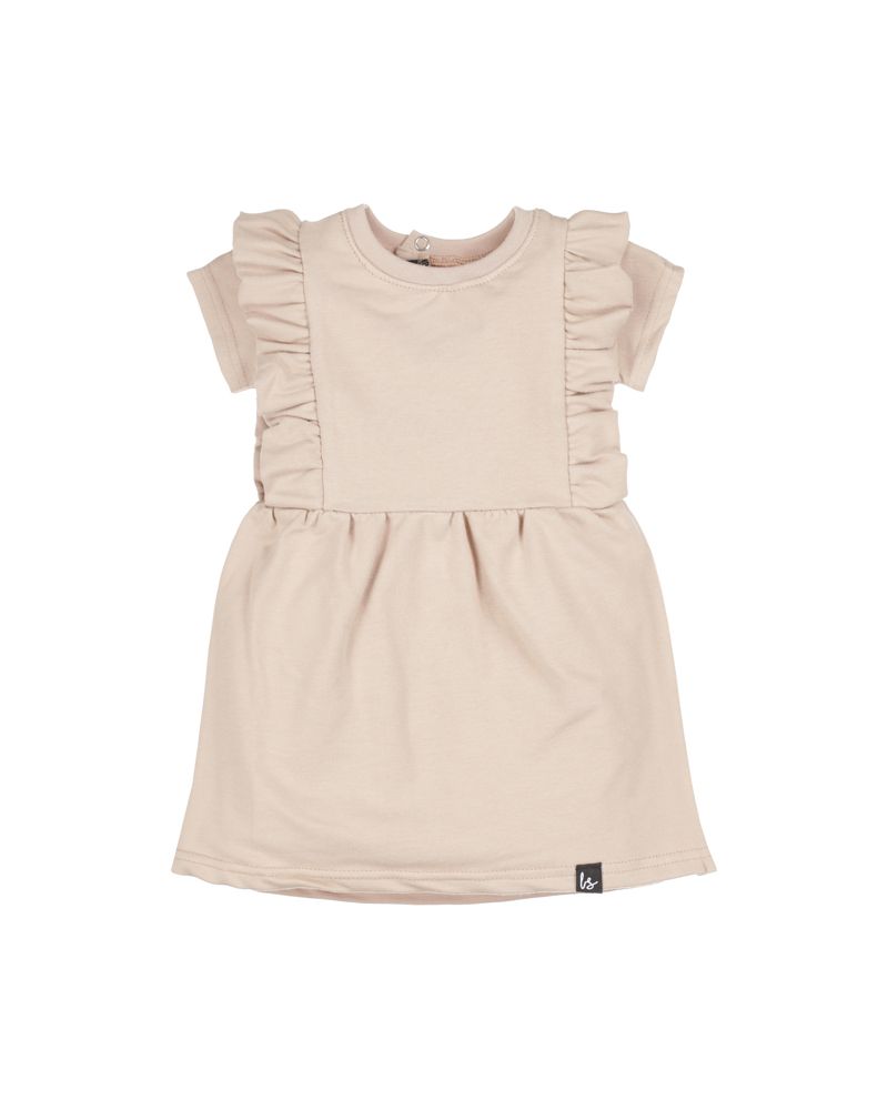 High waist ruffle dress (soft beige)