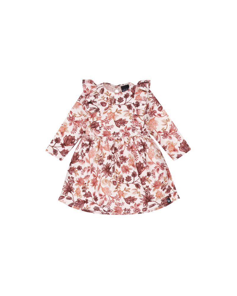 High waist ruffle jurkje bohemian flowers berry