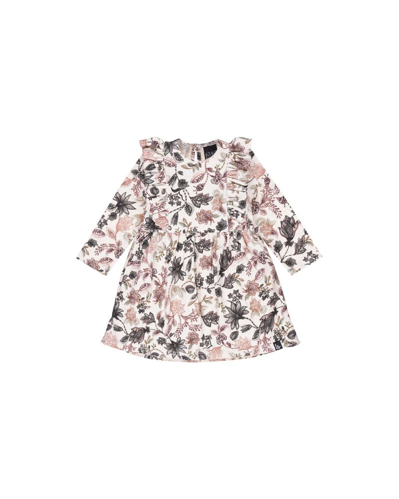 High waist ruffle jurkje bohemian flowers olive