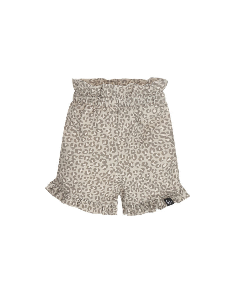 Double ruffle short leopard grey sand