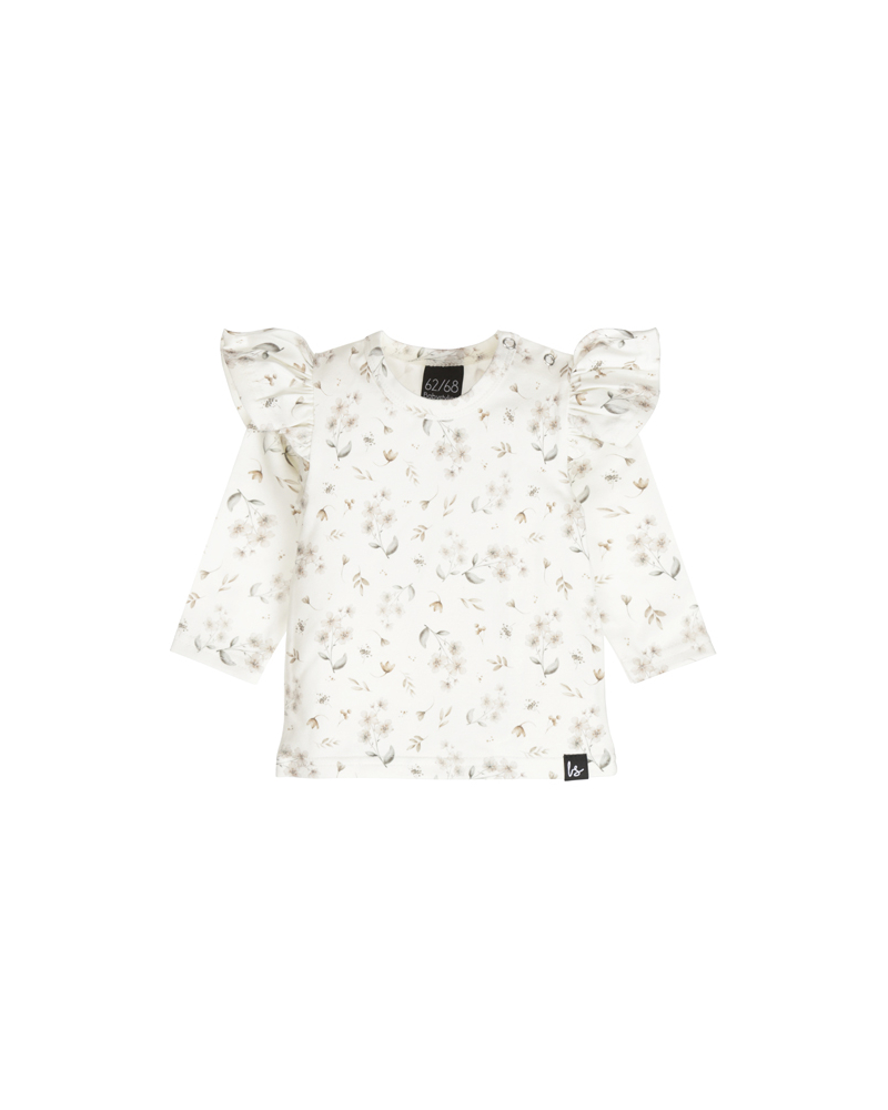 Ruffle longsleeve cream flowers (off white)