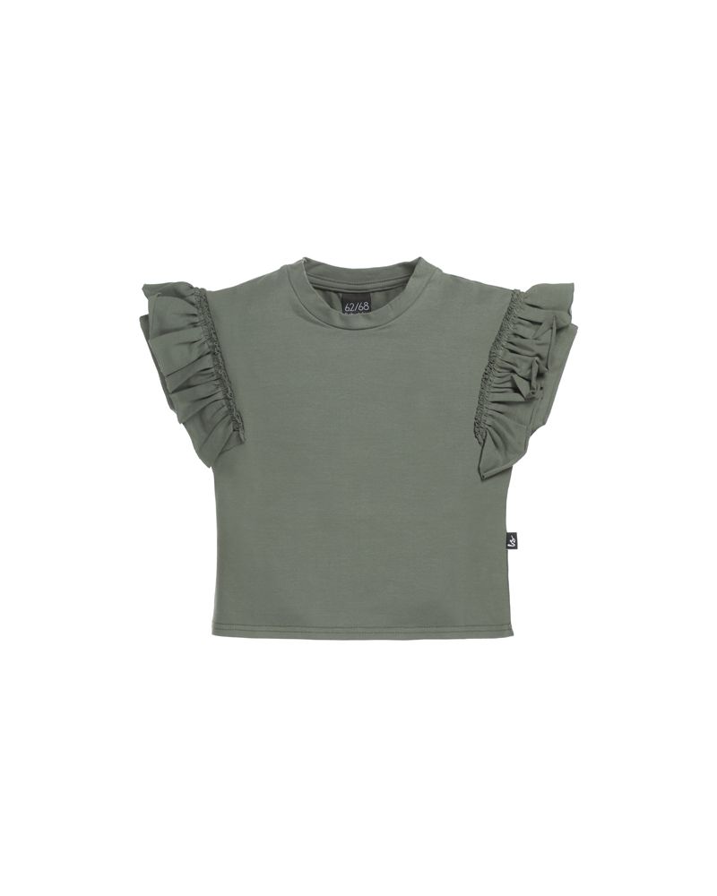 Loose fit t-shirt ruffles (kaki)