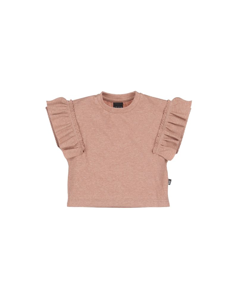Loose fit t-shirt ruffles rib oudroze