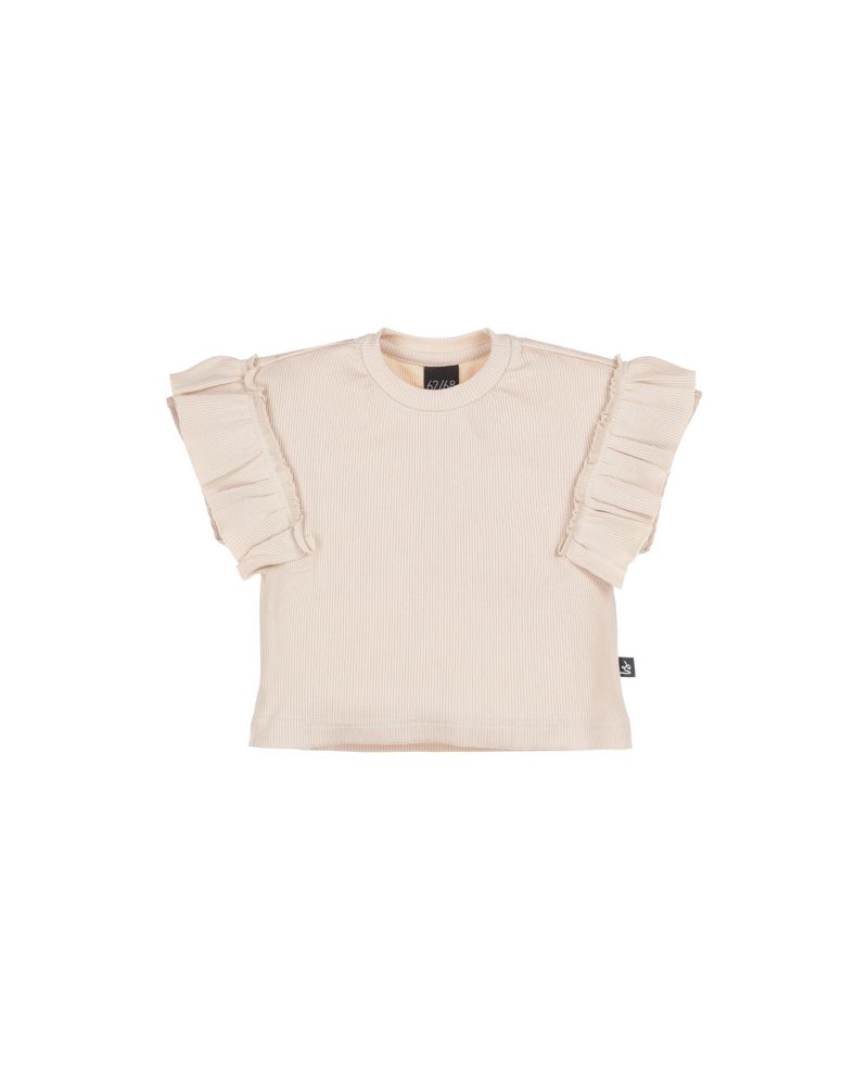 Loose fit t-shirt ruffles rib sand