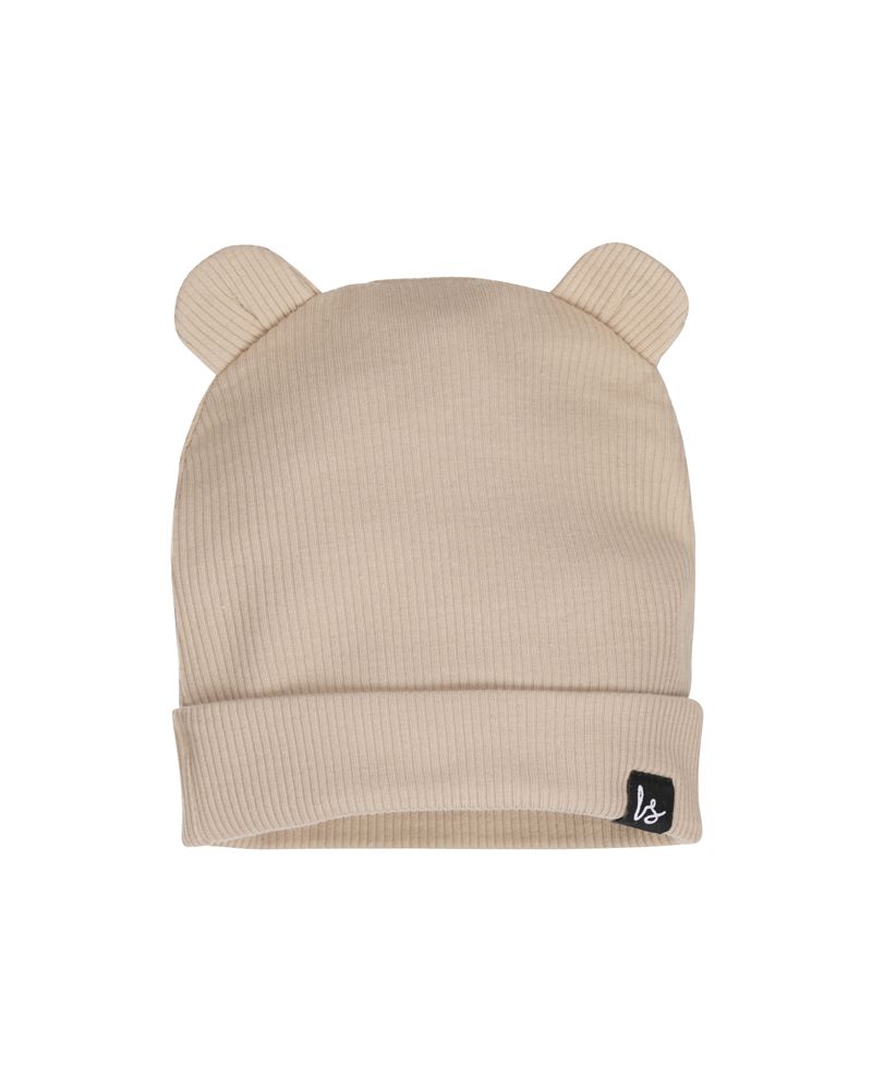 Beren mutsje rib (donker beige)
