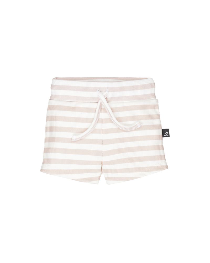 Rib jersey short stripped roze