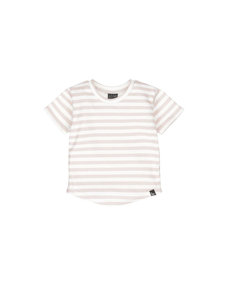 Rib jersey t-shirt stripped roze