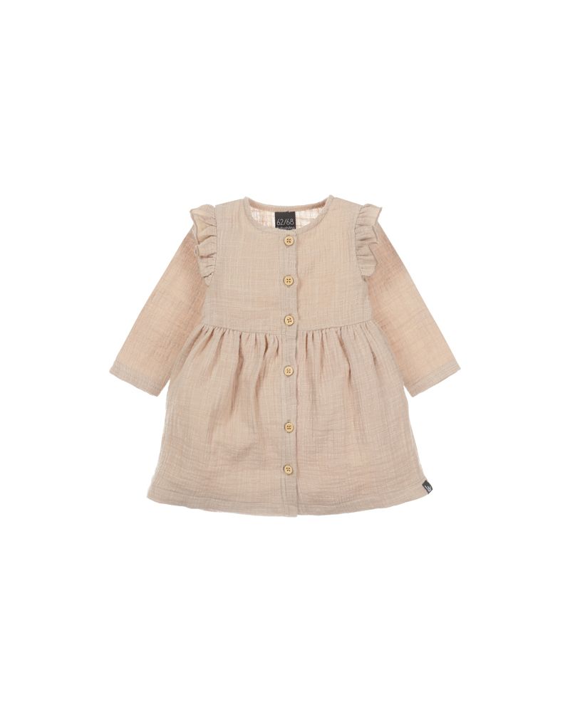 Ruffle button dress linnen (almond)