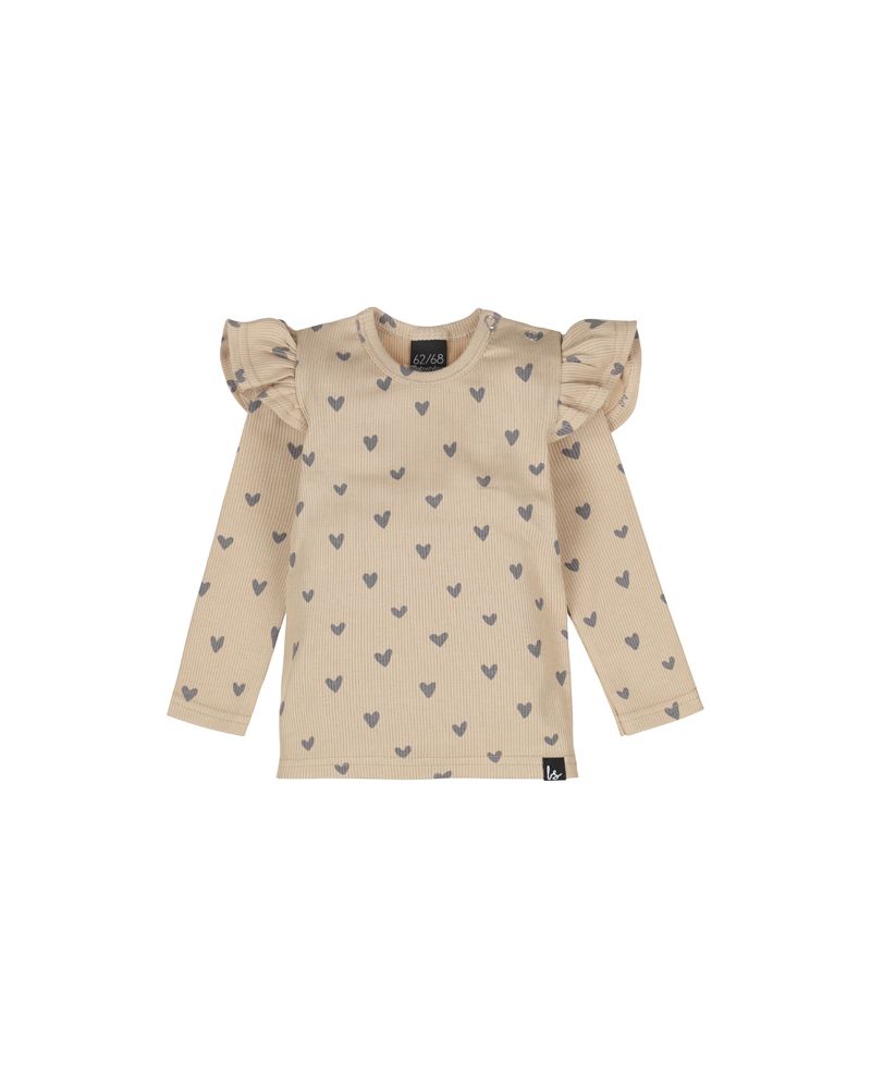Ruffle longsleeve rib hartjes (beige)