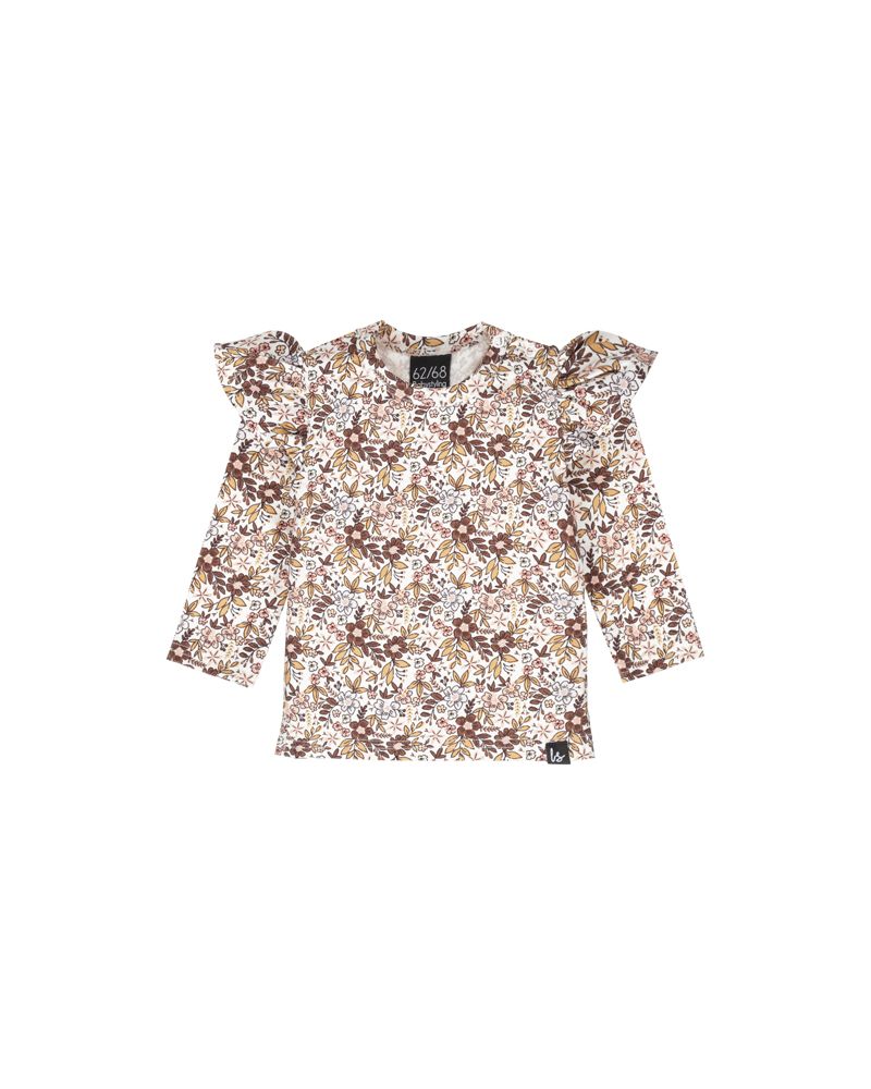 Ruffle longsleeve cream flowers