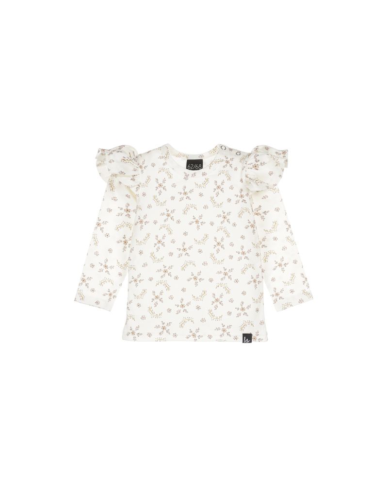 Ruffle longsleeve framed flowers earthy