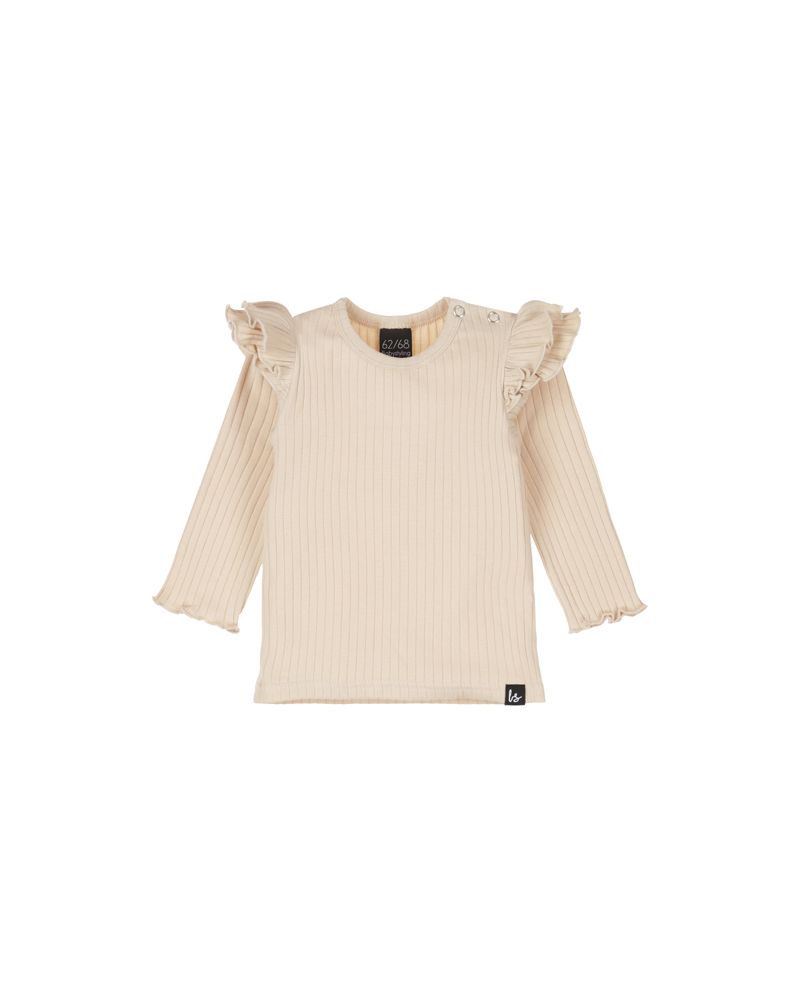 Ruffle longsleeve groovy rib light beige