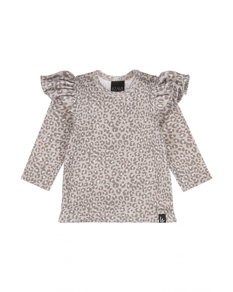 Ruffle longsleeve leopard spots rib