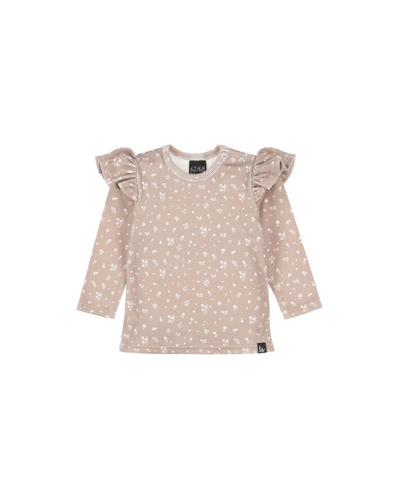 Ruffle longsleeve marie flowers (light brown)