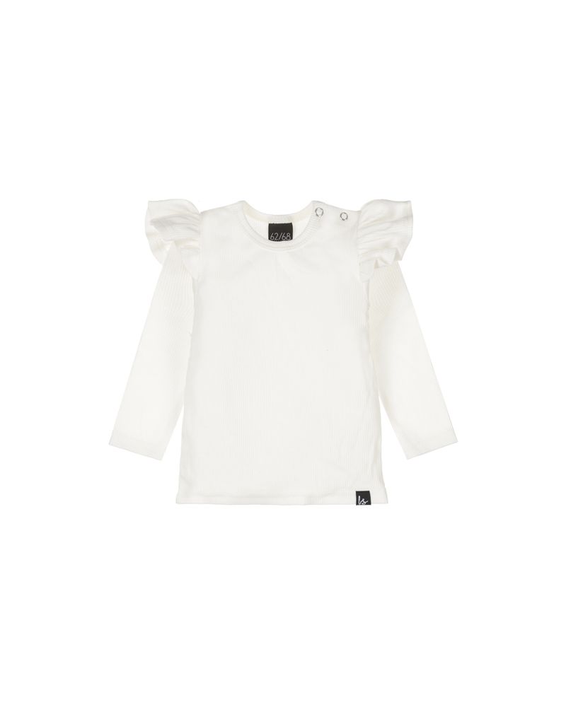 Ruffle longsleeve rib ecru