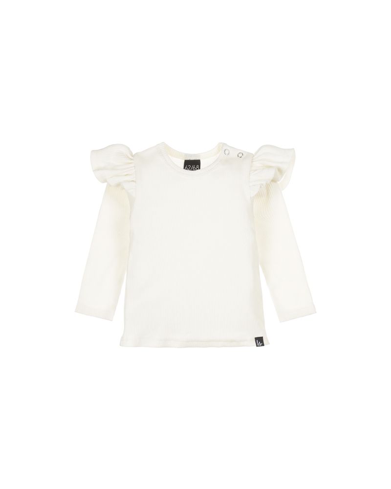 Ruffle longsleeve rib nude