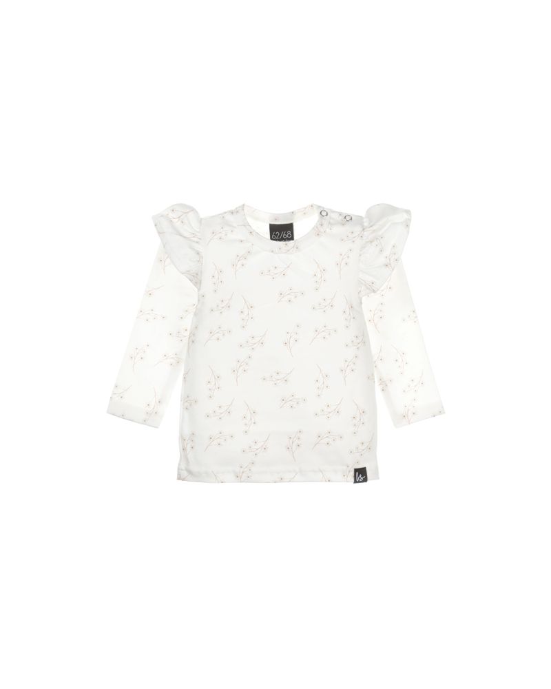 Ruffle longsleeve snow flowers (wit)