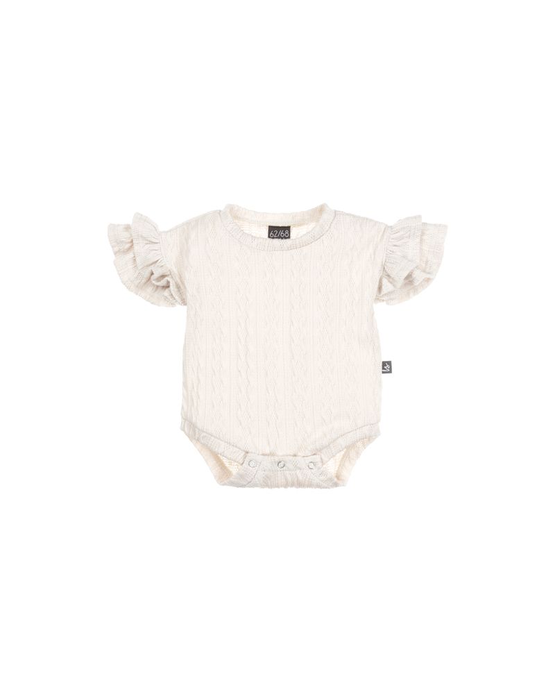 Ruffle playsuit braided ecru (korte mouw)