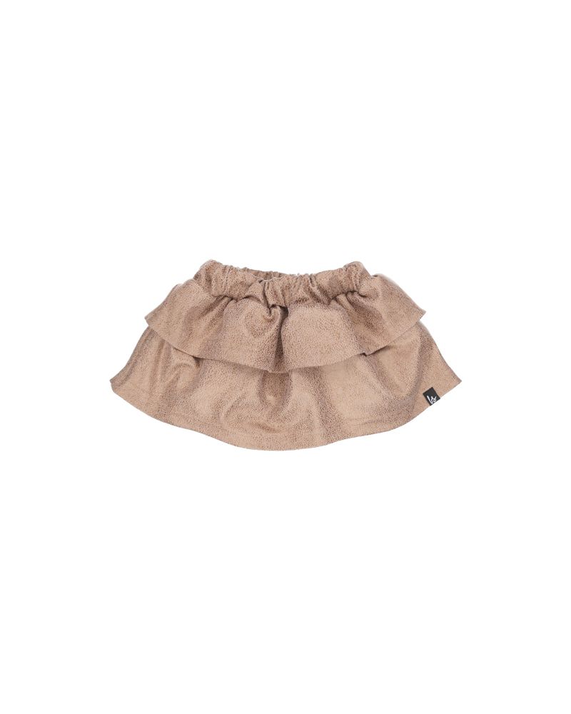 Ruffle rokje vintage leather look (nude rose)