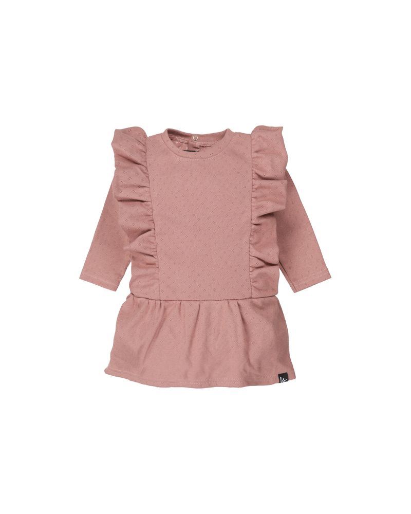 Ruffle rokjurkje pointelle clay pink