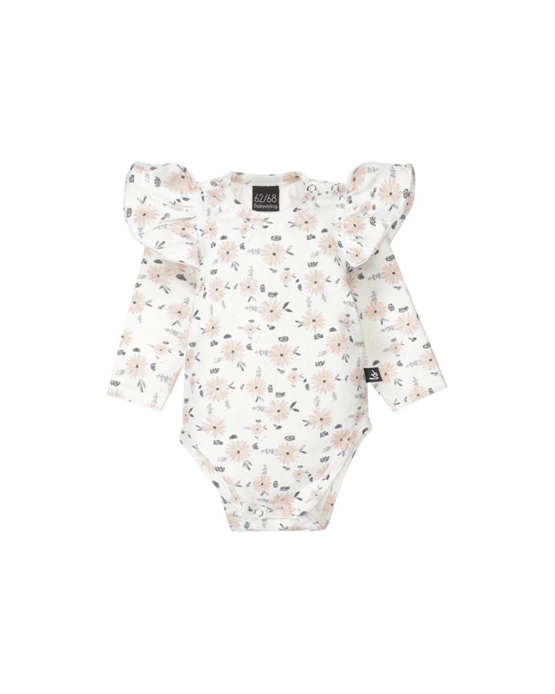 Ruffle romper happy flowers (off white)