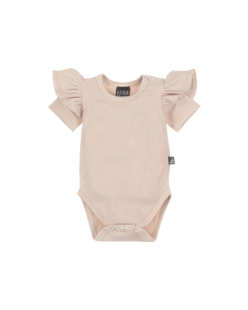 Ruffle romper rib almond (korte mouw)