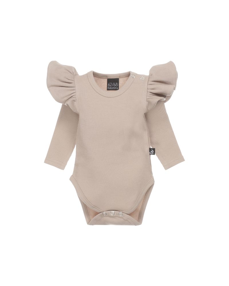 Ruffle romper rib (beige)