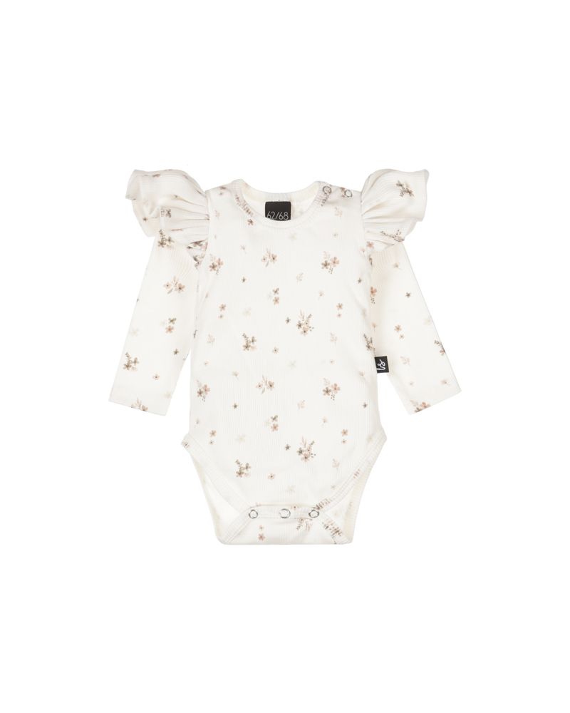 Ruffle romper rib karla offwhite/brown