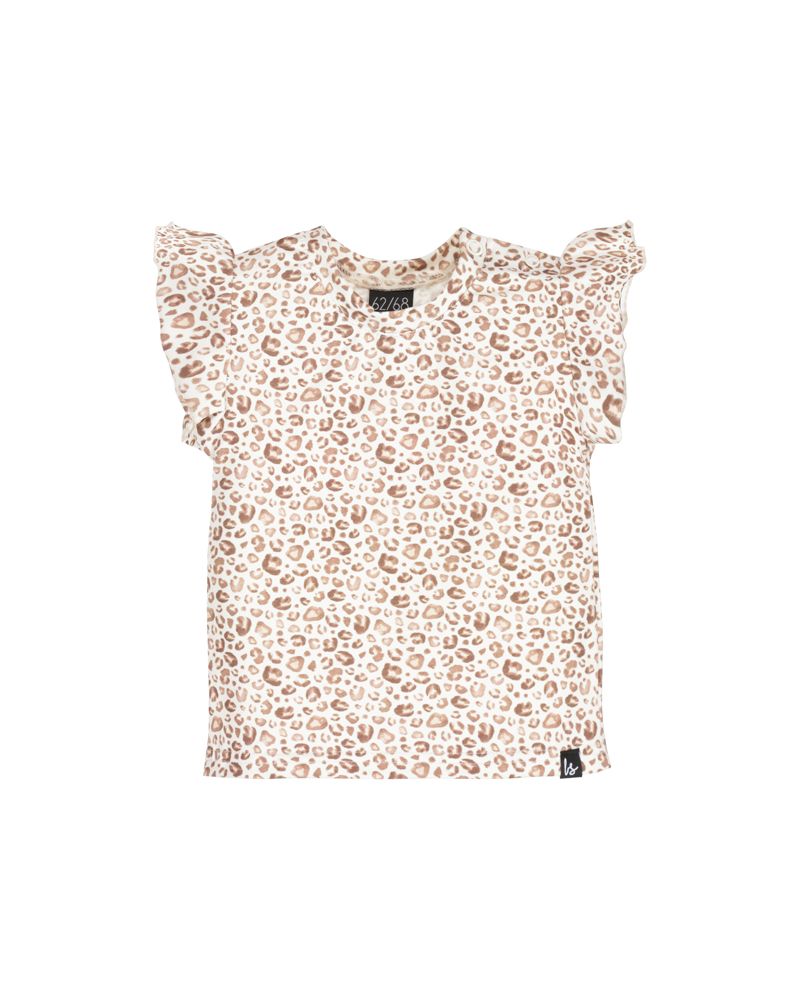 Ruffle sleeves t-shirt leopard off-white