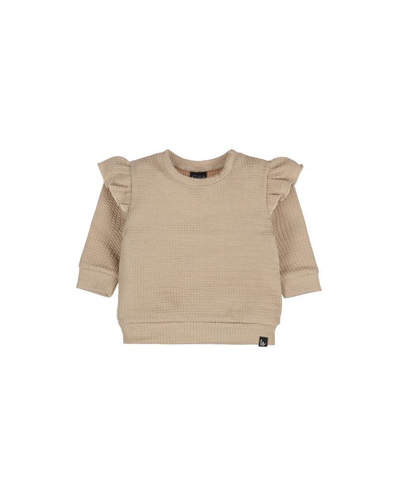 Ruffle sweater waved beige