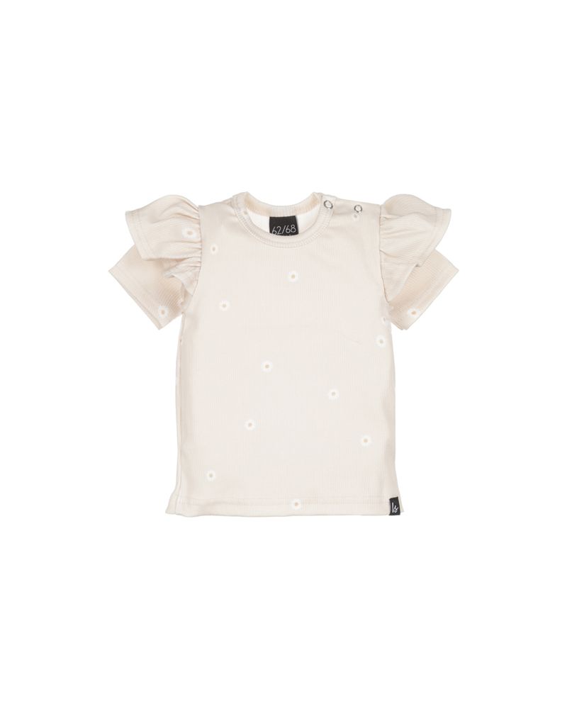 Ruffle t-shirt daisy rib (light beige)