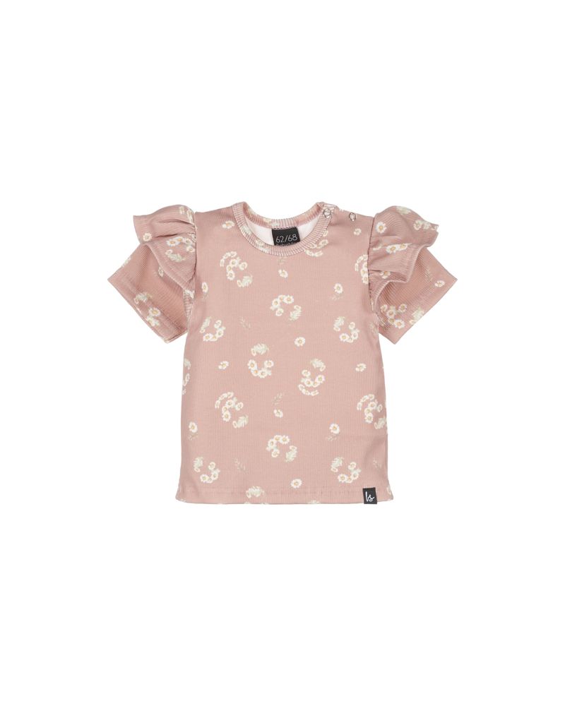 Ruffle t-shirt feverfew earth rib (clay pink)