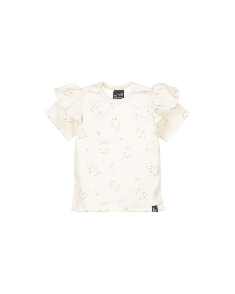 Ruffle t-shirt feverfew earth rib (latte)