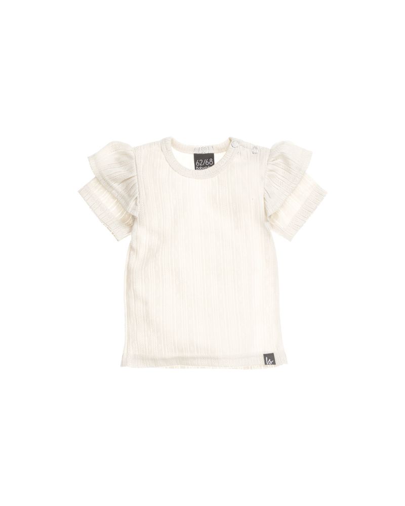 Ruffle t-shirt pointelle (strepen) sand