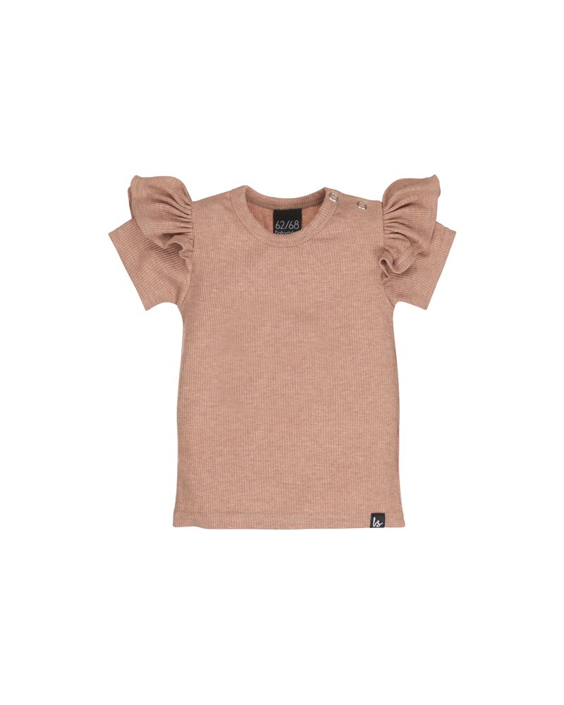 Ruffle t-shirt rib gemeleerd clay pink