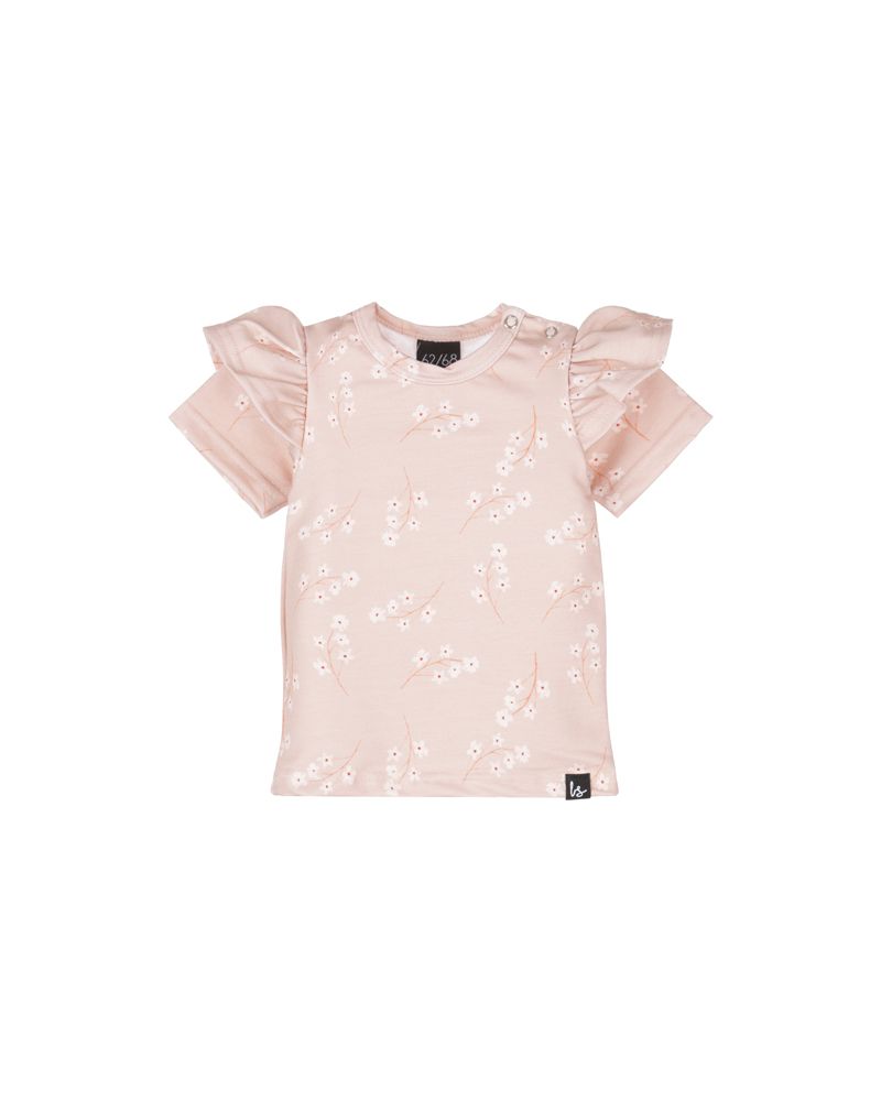 Ruffle t-shirt snowflowers (rose)