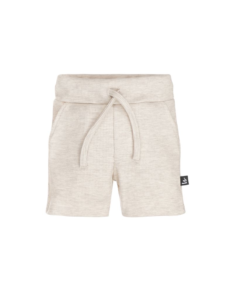 Short with pockets rib jersey gemeleerd sand