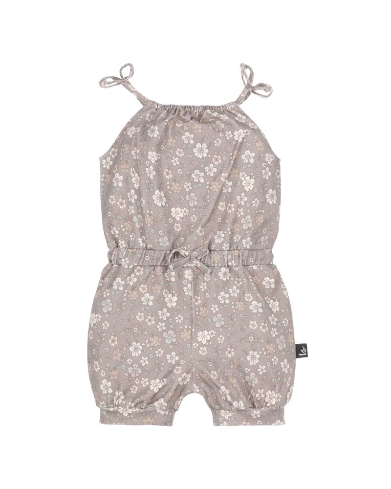 Summer onesie retro flowers dark brown