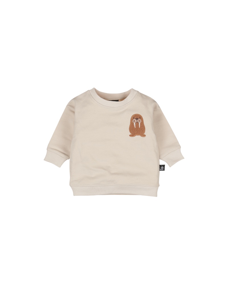 Sweater walrus geborduurd (sand)