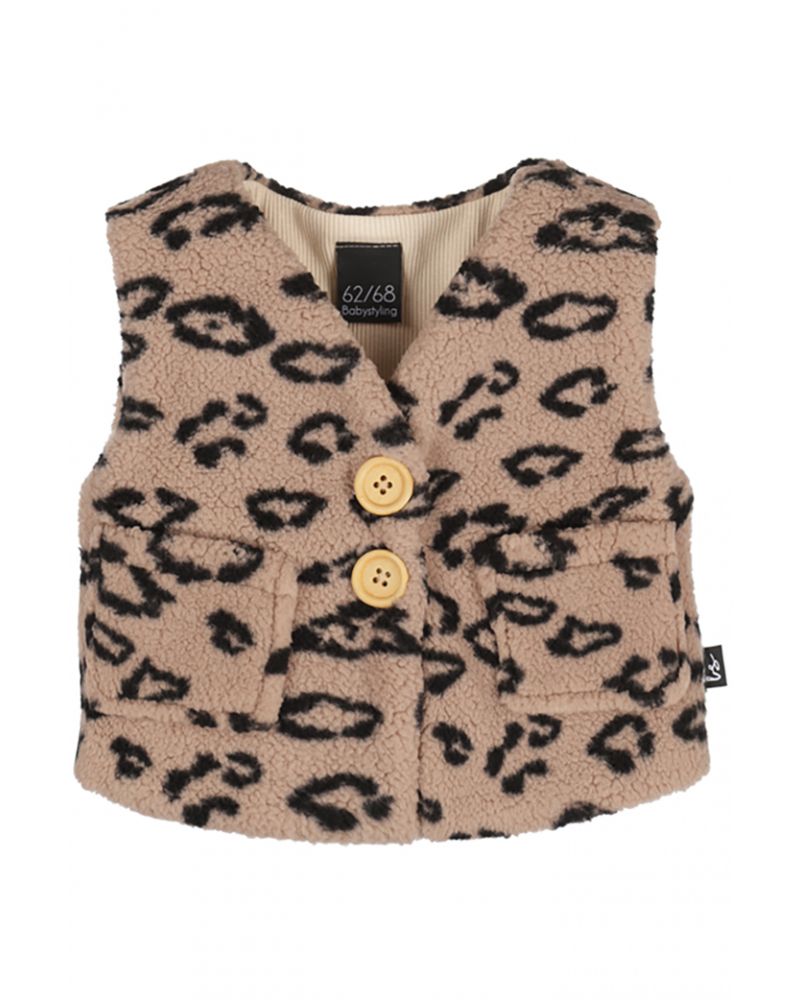 Bodywarmer teddy leopard