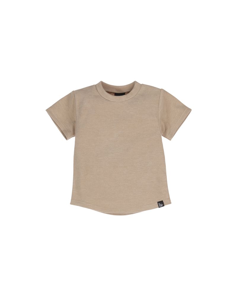 Rib jersey t-shirt gemeleerd sand