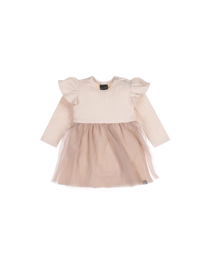 Tule jurkje groovy rib (donker beige)