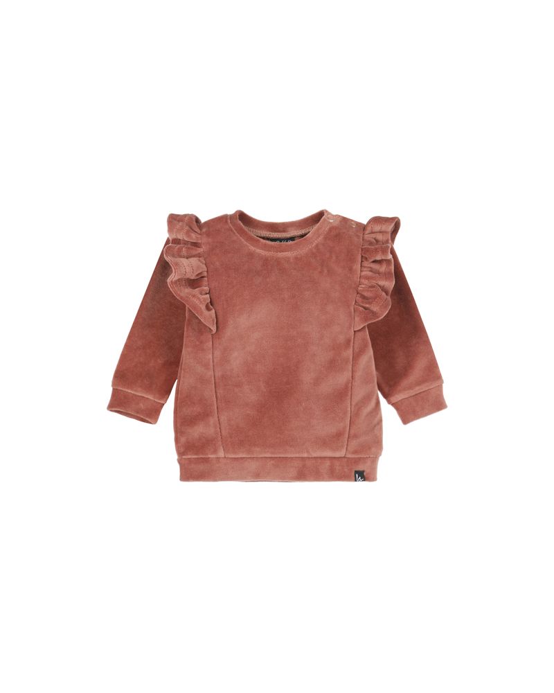Velvet vertical ruffle sweater (clay pink)