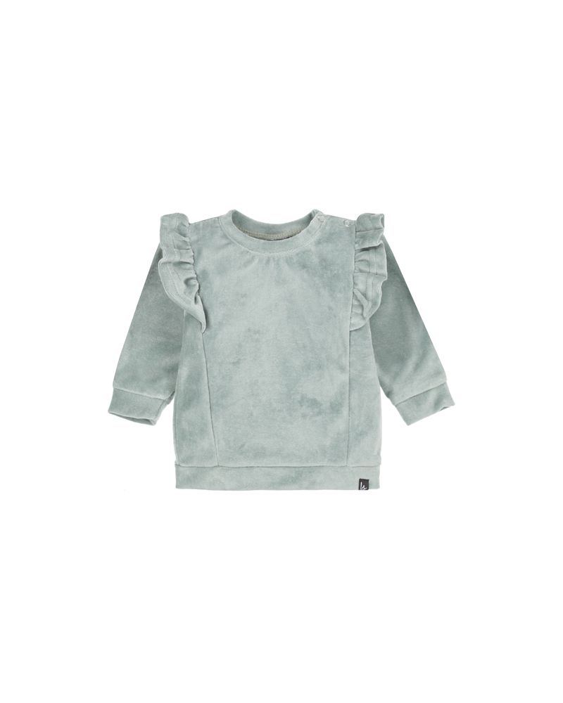 Velvet vertical ruffle sweater (old green)