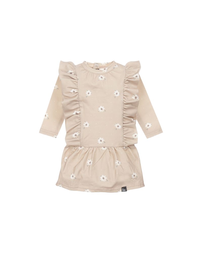 Vertical ruffle jurkje flowers and dots