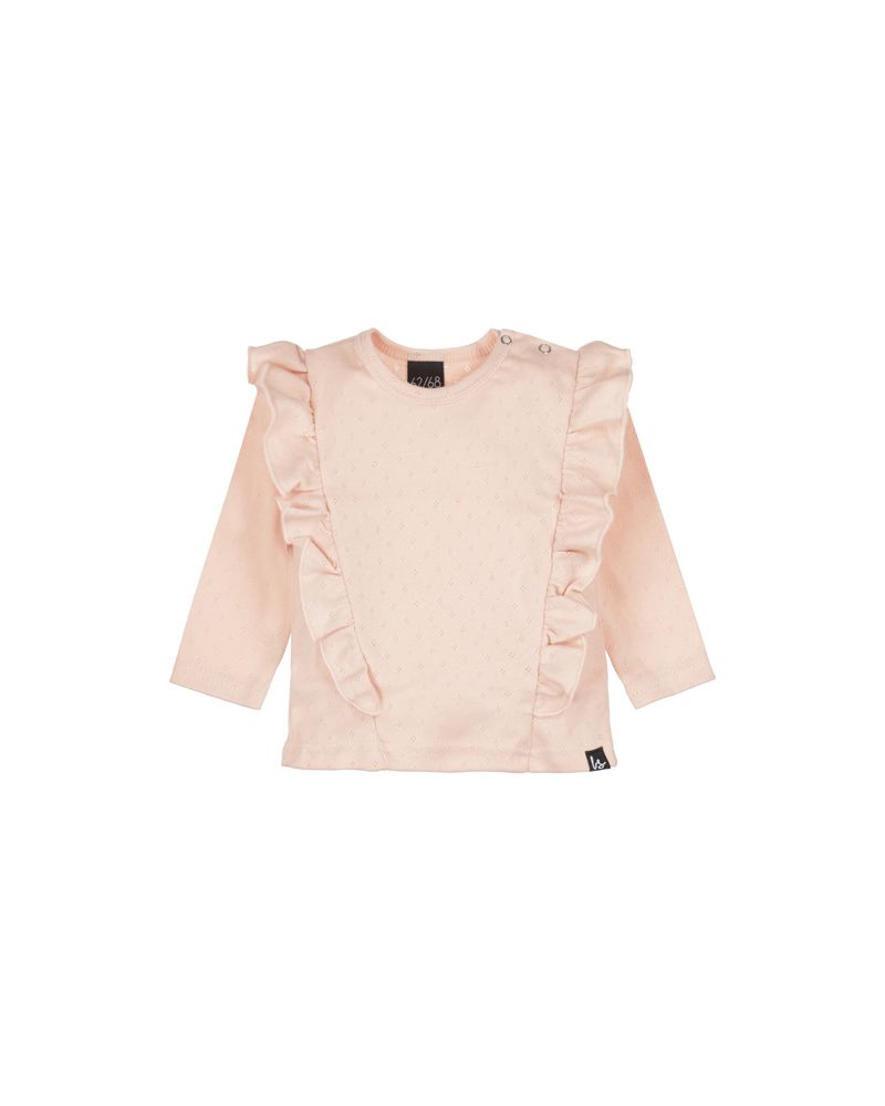Vertical ruffle longsleeve pointelle rose
